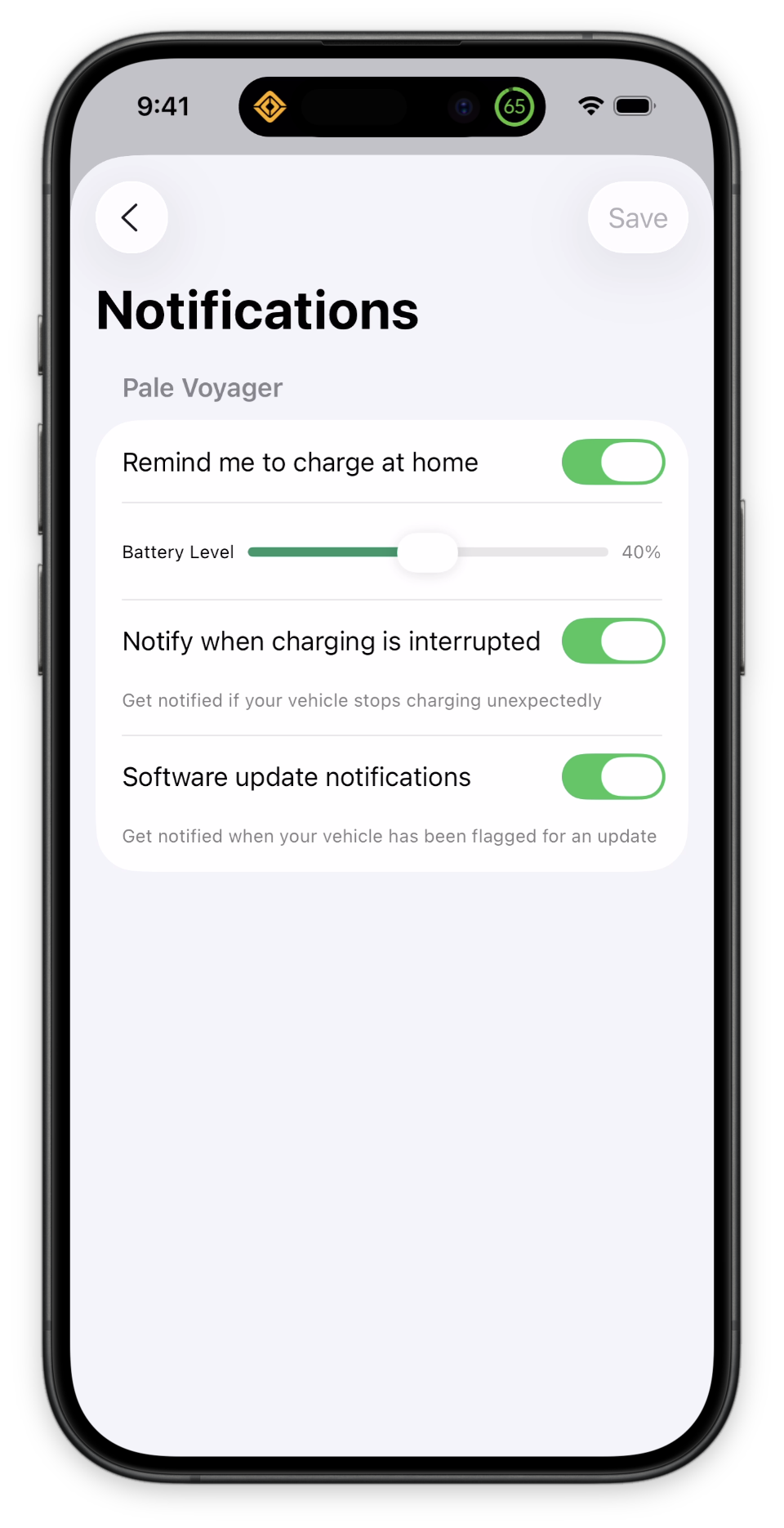 Notifications settings